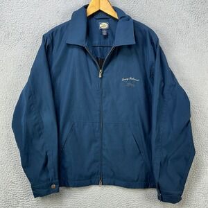 Tommy Bahama Jacket Coat Mens Medium Blue Full Zip Collared Inside Pocket Logo